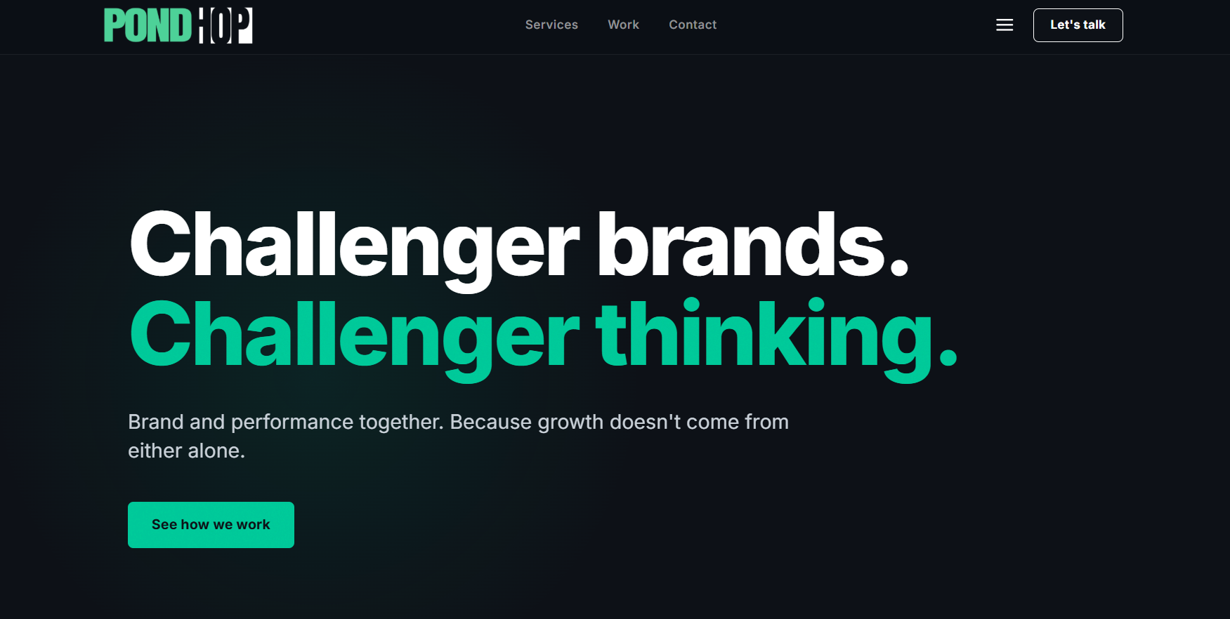 The PondHop website homepage